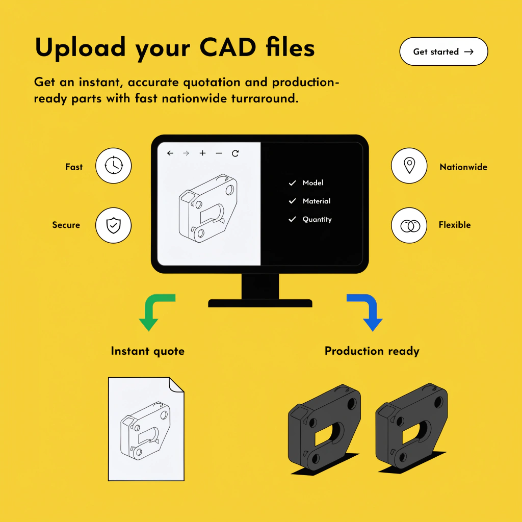 Upload your CAD files to get an instant, accurate quotation and production-ready parts with fast nationwide turnaround.